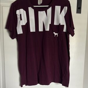Pink Logo Burgundy T-Shirt
